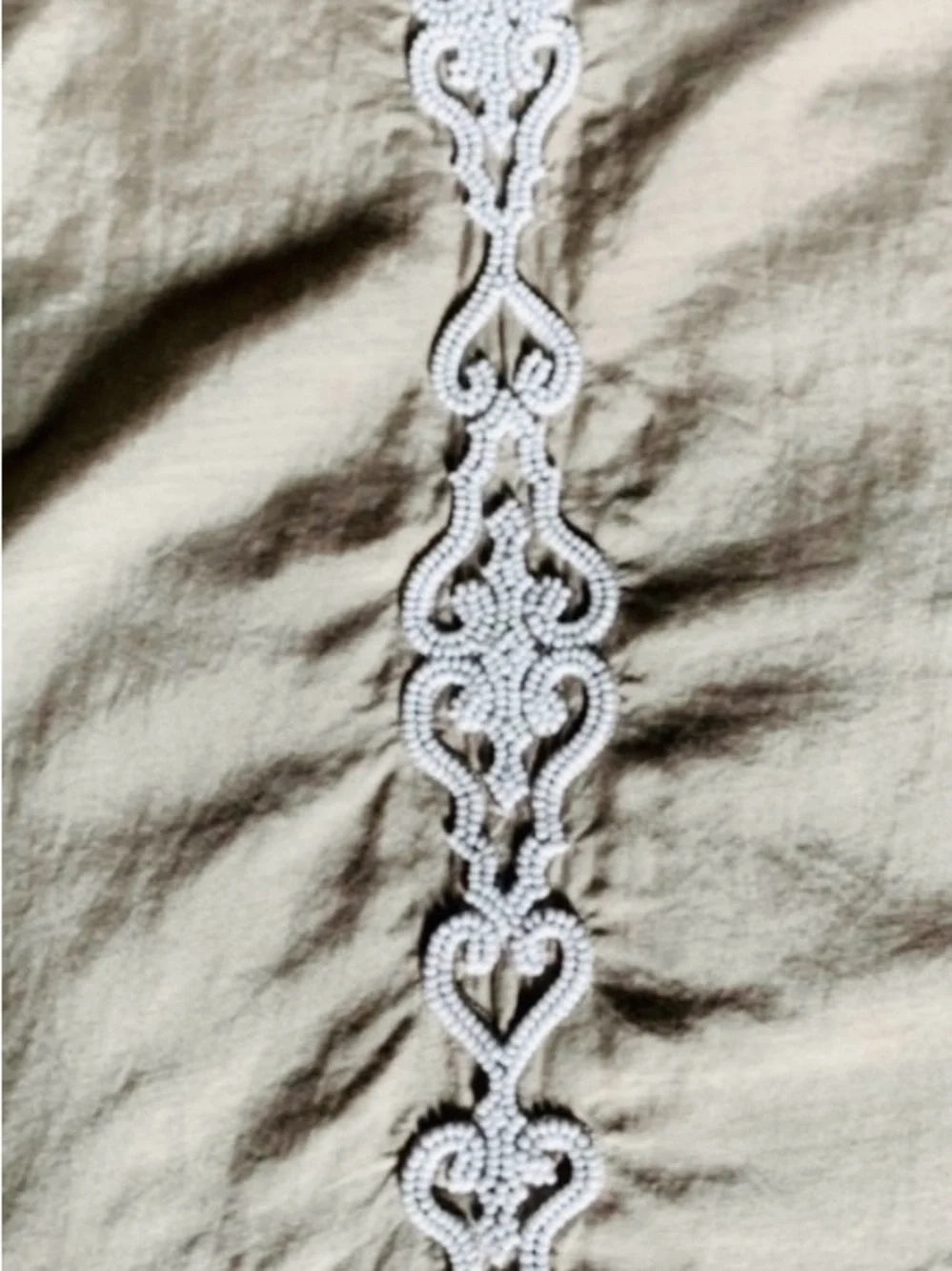 Armand Diradourian Silk Beaded Top with White Embroidery - Picture 9 of 10